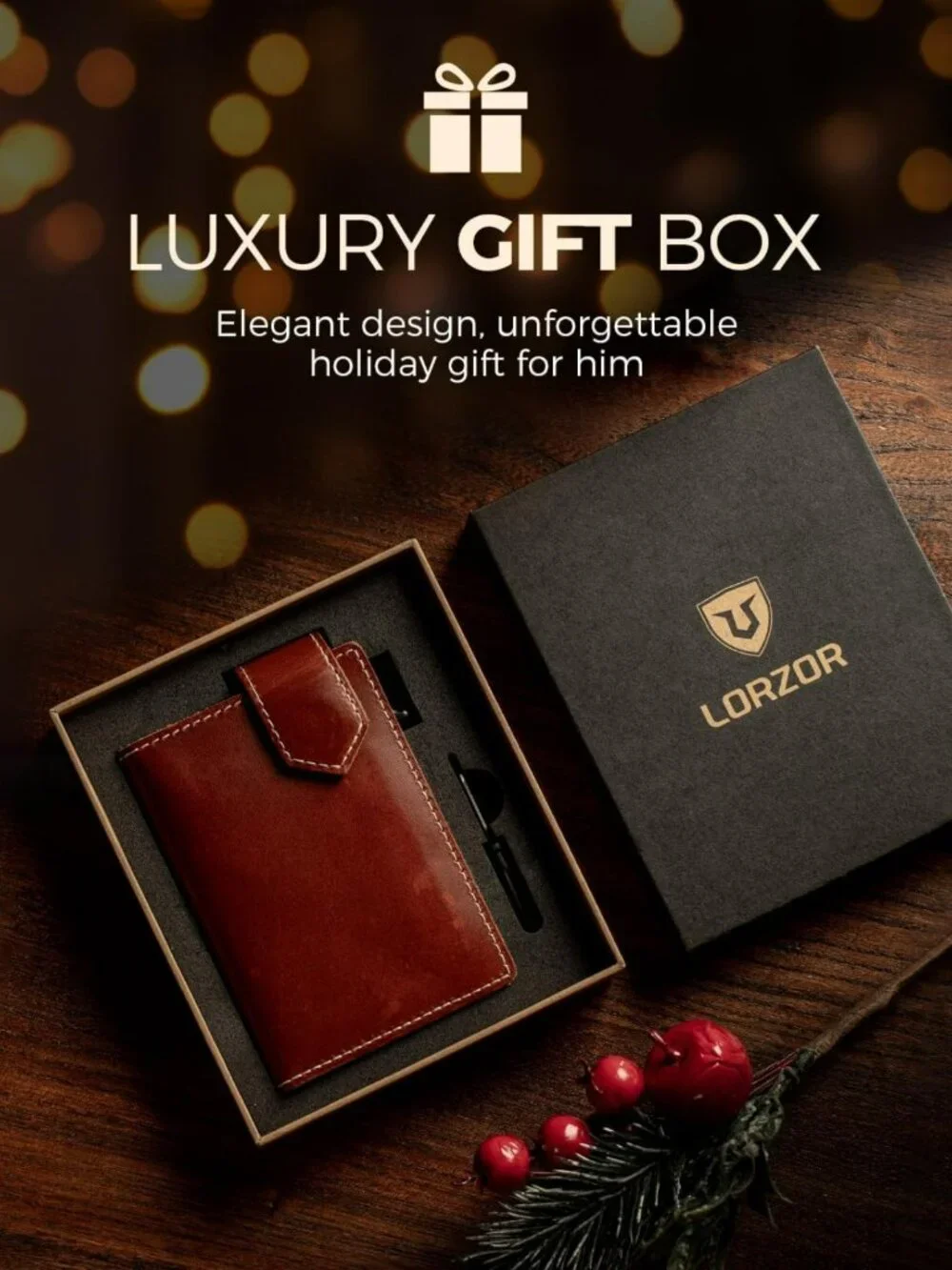 Minimalist RFID Blocking Slim Wallet for Men - Full Grain Leather, Pop Up Card